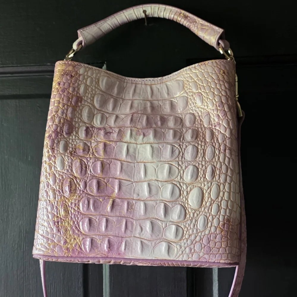 Brahmin Mini Amelia Lilac Melbourne Bucket Bag / Crossbody - Picture 8 of 16